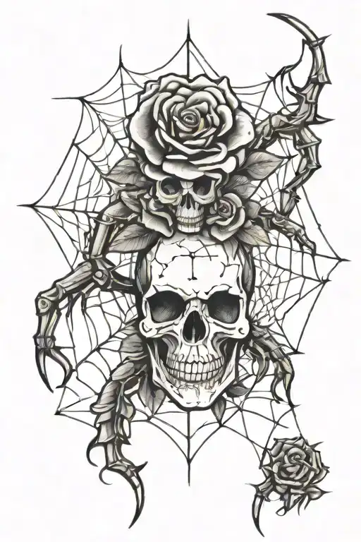 Skull Rose Spider Webs