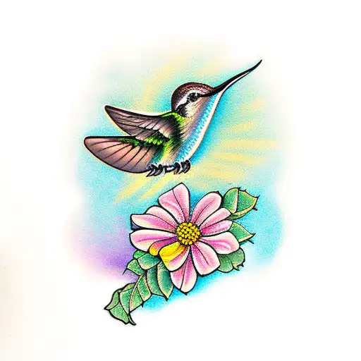 Honeysuckle With Hummingbird