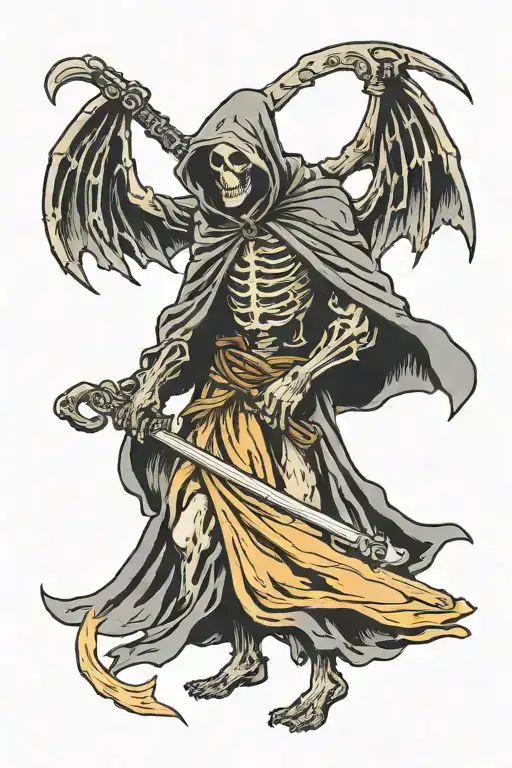 Grim Reaper Holding His Sythe On An Empty Highway