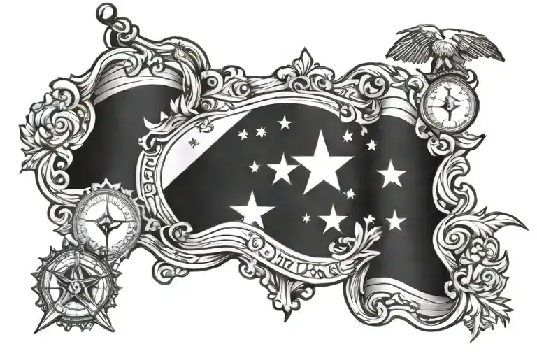 Flag Of Honduras On The Back And A Compass