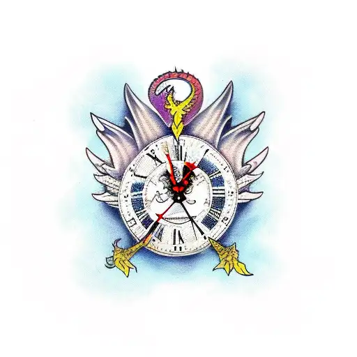 Dragon Sword Wings Clock