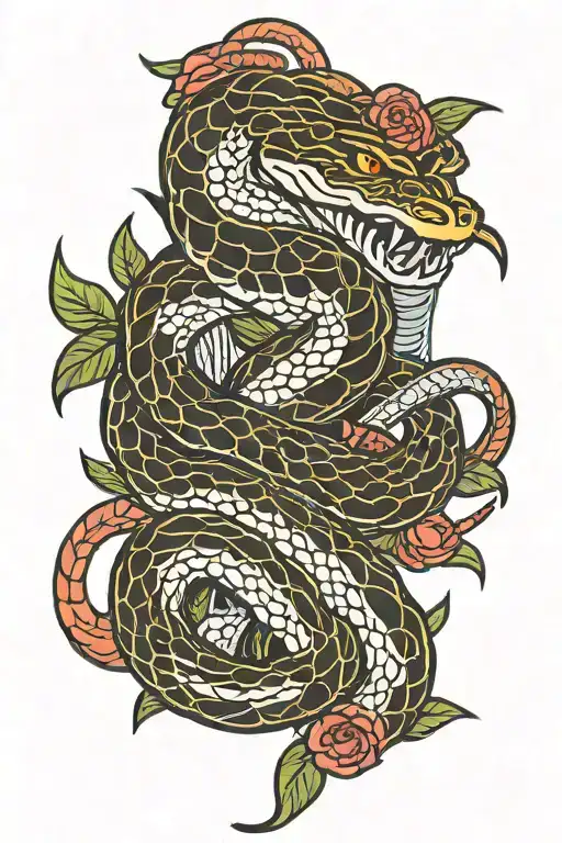 Snake And Knife Intertwined