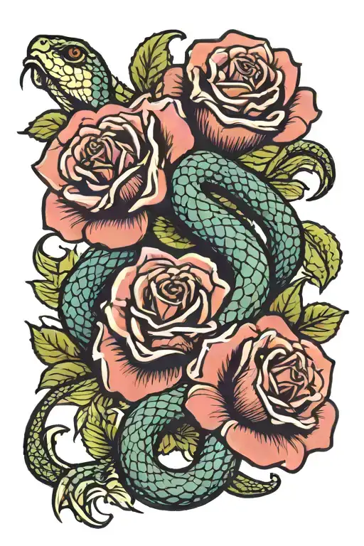 Roses With Snake In Flowers
