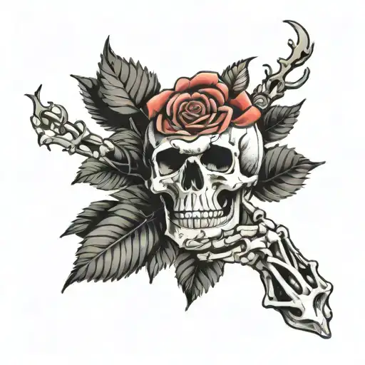The Rose In The Palm Of The Skeleton Hand Holding