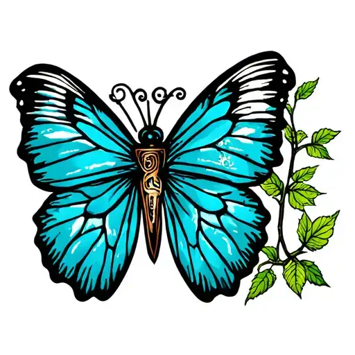 Christian Cross With Butterfly And Poison Tree Growing