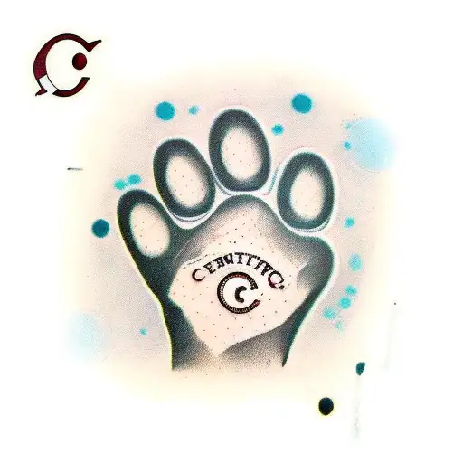 A Furry Dog Paw With The Letter C Underneath It
