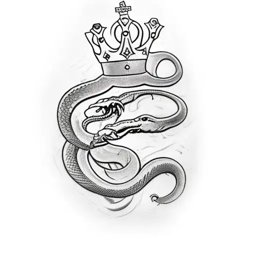 Snake With Crown Sword And Blood