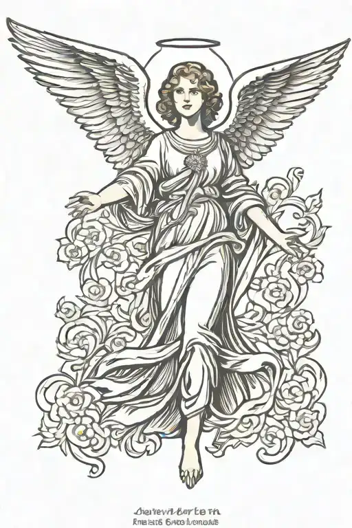 Angel With Arms Out Stretched Holding Uzis In Each Hand