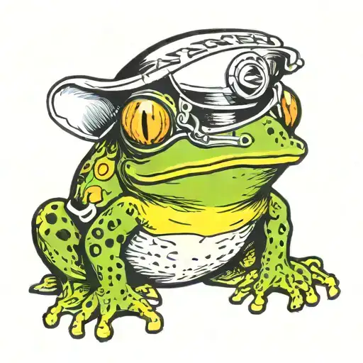 A Cute Frog Wearing Helmet