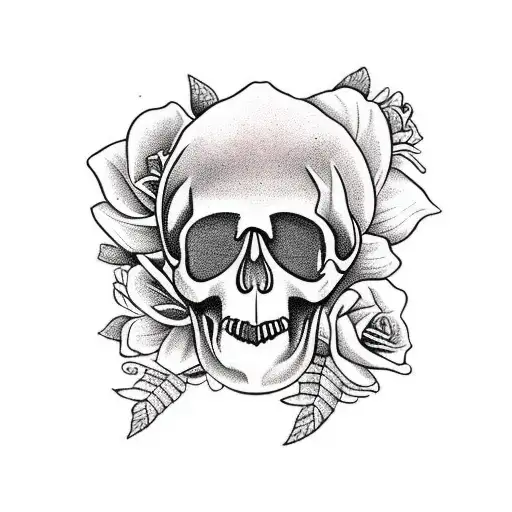 Big Pieces Of Flowers Jungle Skull