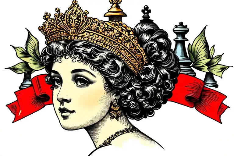 Chess Queen Woman Side Profile Traditional Lady Head