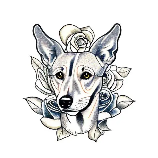 Color American Neotraditional Greyhound With Rose