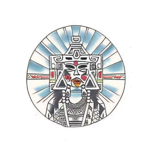 Aztec Women With Aztec Pyramid