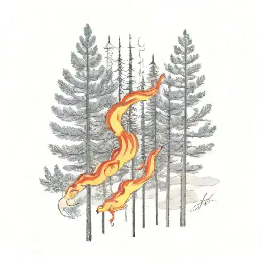 Burning Pine Forest Smoke Is American Flag On Fire