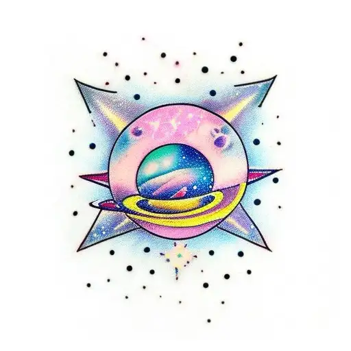 Galaxy And Planets With Stars