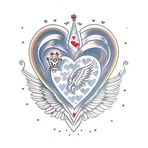 Heart With Crown And Wings