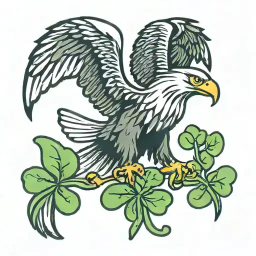 Eagle Holding Four Leaf Clover