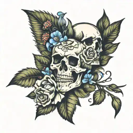 Beautiful Wild Flowers And Skulls Surrounded