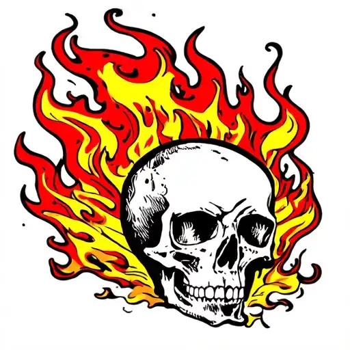 Skull In Fire Inside