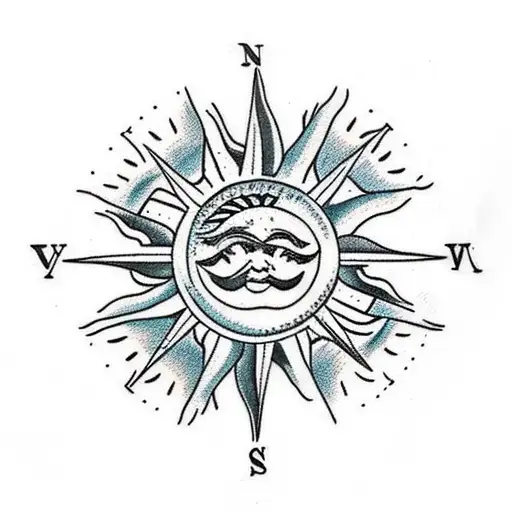 Sun Moon Stars Compass