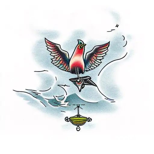 Sea Bird Caught In Fishing Net