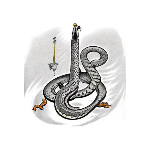 Tarot Card And A Snake