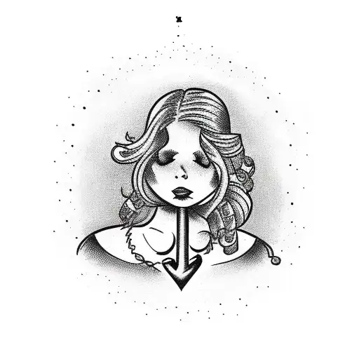 Girl Under A Tree And An Anchor In The Middle