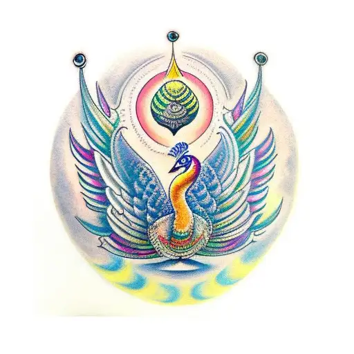 Peacock Wing With Mahabharata Sloka In Round