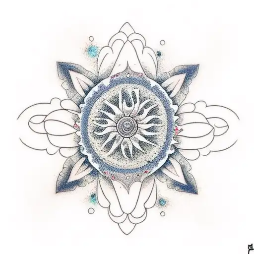 A Dotwork Tattoo Of A Flower-filled Galaxy With Jdm Custom Cars Orbiting Around The Planets