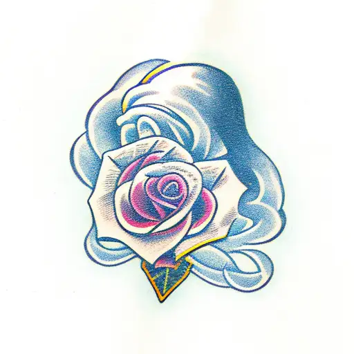 Soldier Holding Onto Rose Over Trench