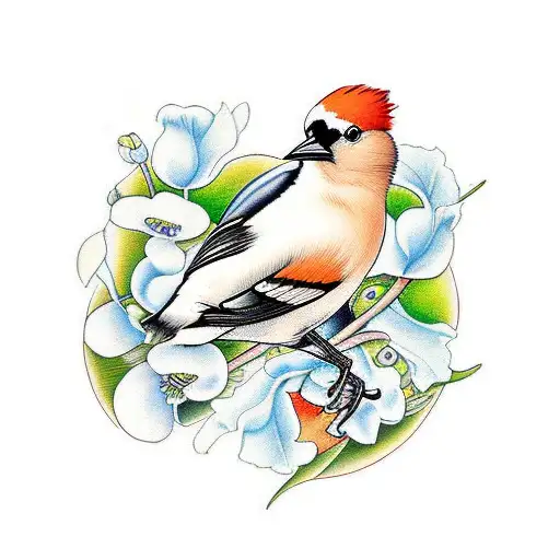 Baltimore Oriole Bird With Sweet Pea Flowers