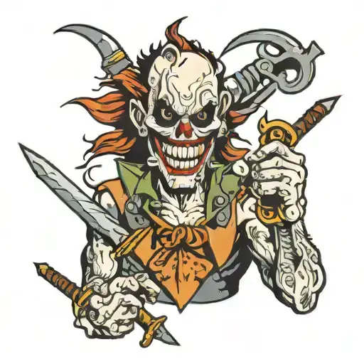 Wendigo Holding Hook Swords With Joker Makeup