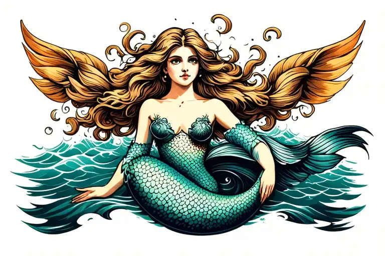 Mermaid Surrounded By Sea