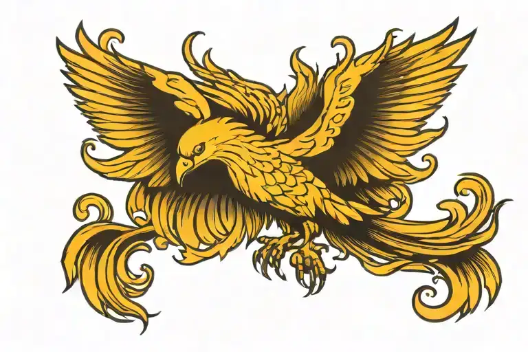 Yellow Phoenix Bird Flying