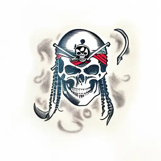 Long Hair Pirate Skull