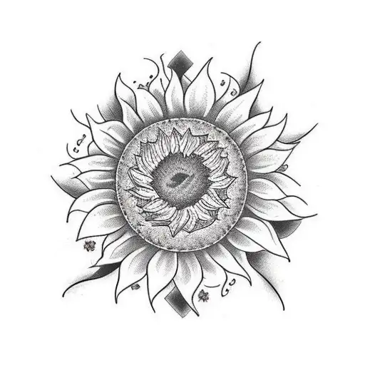 Full Stemmed Sunflower With Room For Calligraphy At The Bottom