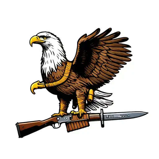 Eagle With M1 Garand And Bayonet Knife Tucked