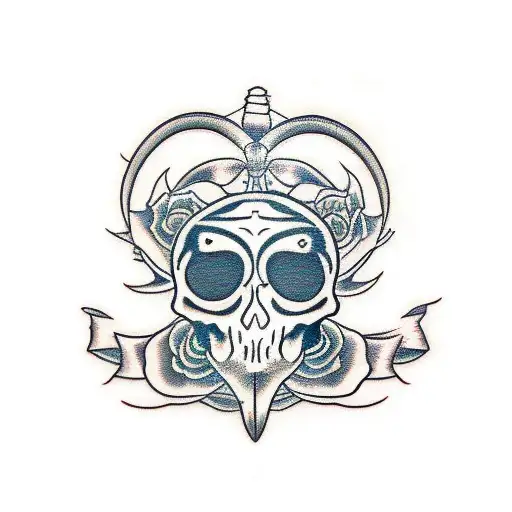 Moth Rose Skull Heart