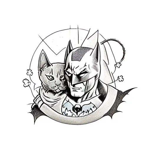 Batman And Cat Woman Over Gotham