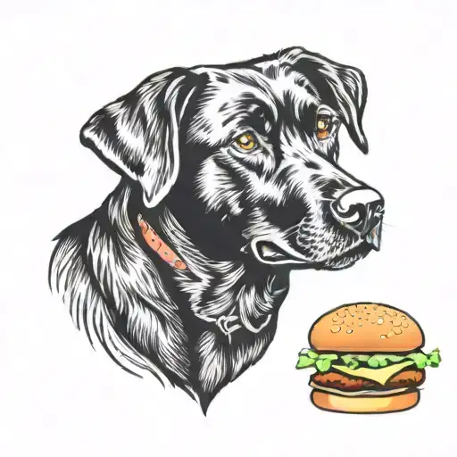 Black Lab With Hamburger
