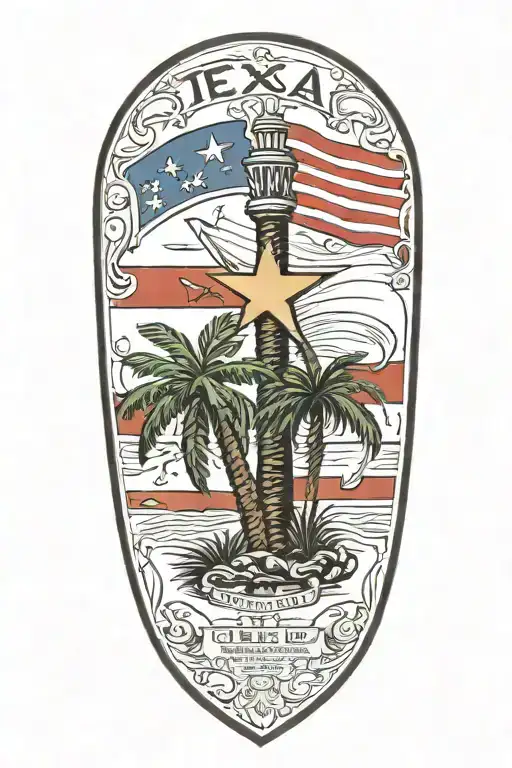 Palm Tree And Military Tattoo Featuring Texas Flag