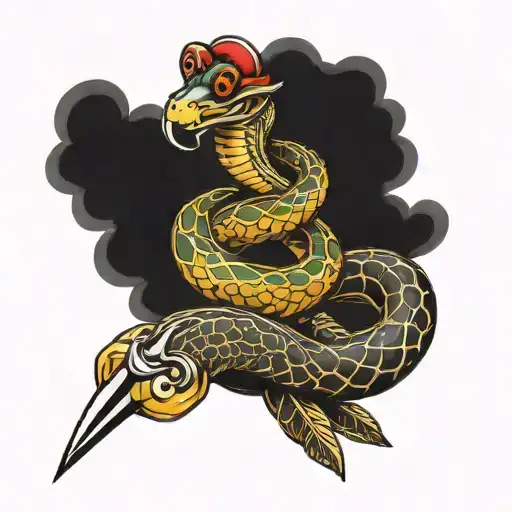 Snake Wrapped Around A Dagger Intertwined
