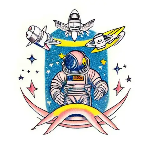 Astronaut Floating And Looking At Stars