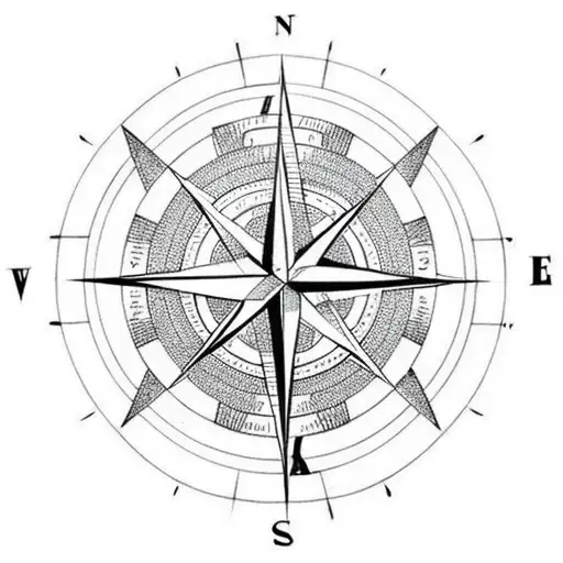 A Compass Rose Composed Of Geometric Shapes And Anatomical Elements