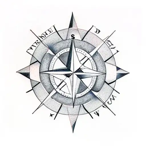 A Compass Rose Composed Of Geometric Shapes And Anatomical Elements