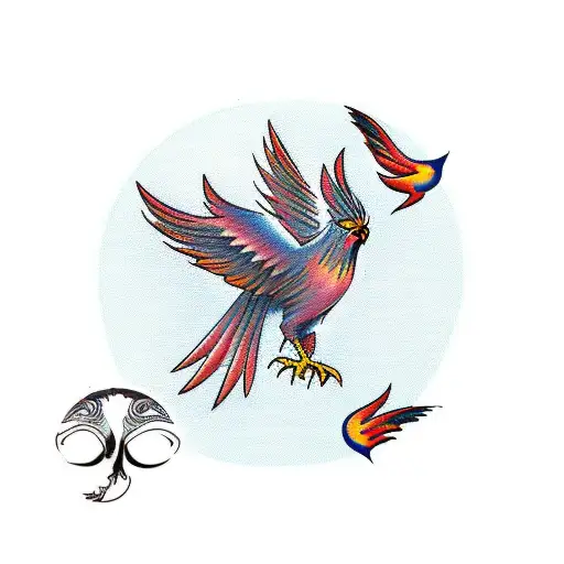 Phoenix Bird With A Tail Inbthe Shape Of A Circle Of Life
