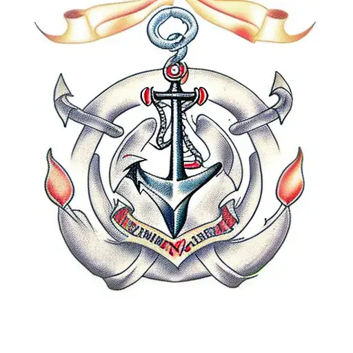 Naval Anchor With Rat And Rose