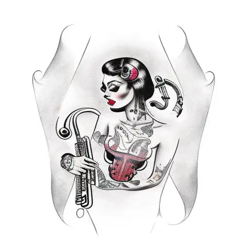 Beautiful Woman With Multiple Arms Holding Musical Instruments