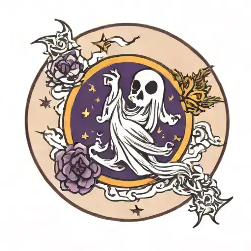 Halloween Moon Ghost Purple