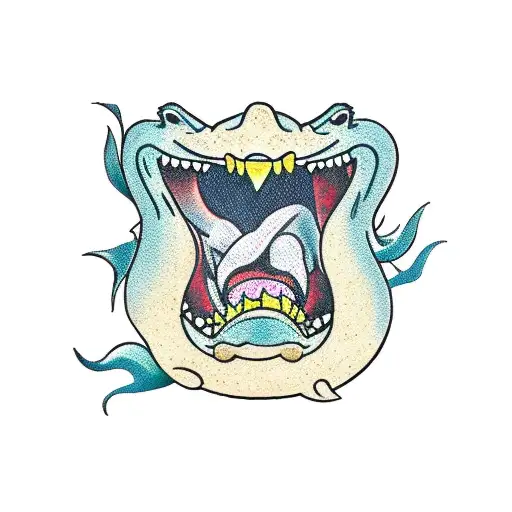 Mermaid Wrestling An Open-mouthed Alligator